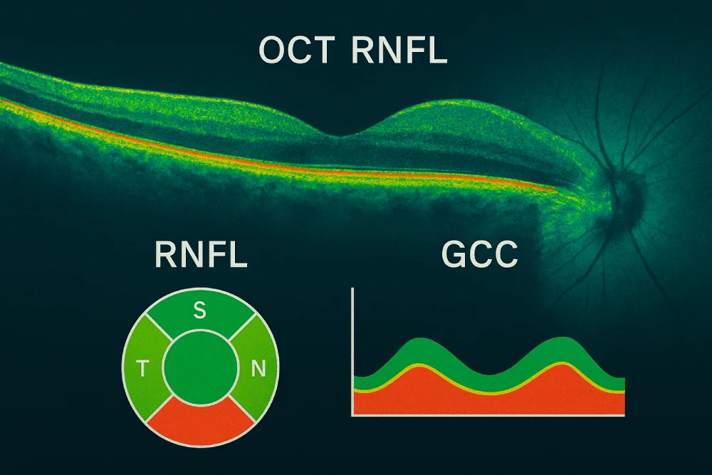 Immagine OCT RNFL Glaucoma Retina e nervo ottico per valutazione e GCC